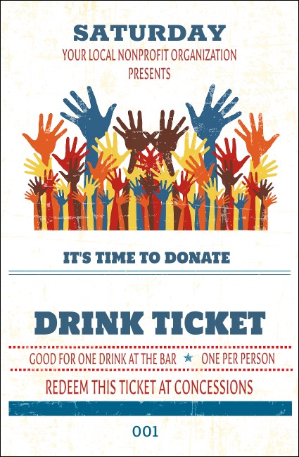 Fundraising Hands Drink Ticket Product Front