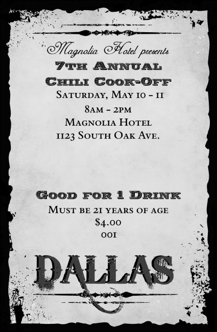 Dallas Drink Ticket (Black and White) Product Front