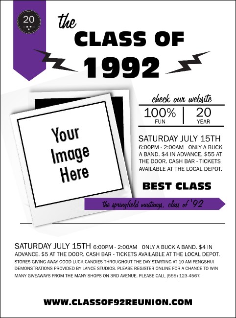 Class Reunion Mascot Purple Flyer Product Front