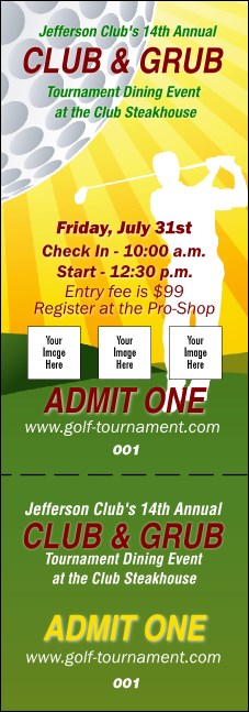 Golf Backswing Event Ticket Product Front