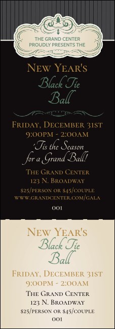 Classic Black Pinstripe Event Ticket Product Front
