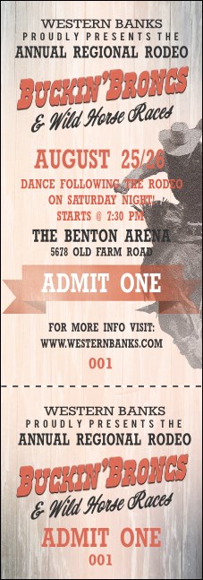 Bucking Bronco Rodeo Event Ticket Product Front