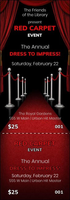 Red Carpet Event Ticket Product Front