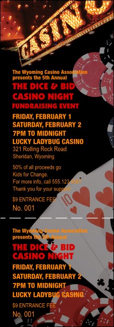 Casino Night Event Ticket Product Front