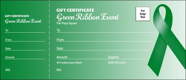 Green Ribbon Gift Certificate Product Front