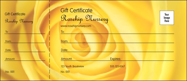 Yellow Rose Gift Certificate Product Front