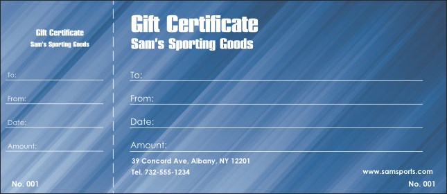 Blue Stripes Gift Certificate Product Front