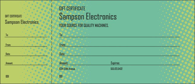 Dot Screen Gift Certificate Product Front