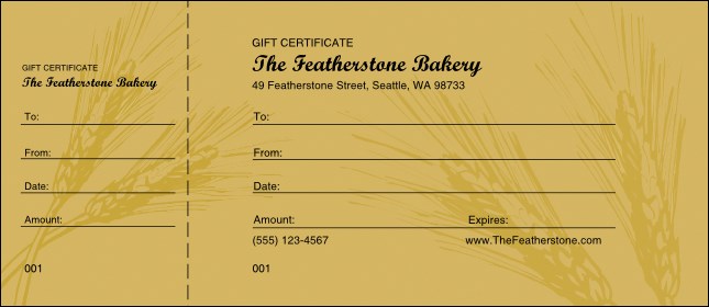 Wheat Gift Certificate Product Front