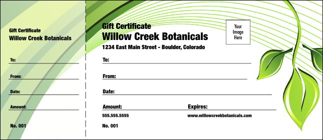 Green Leaf Gift Certificate 002 Product Front