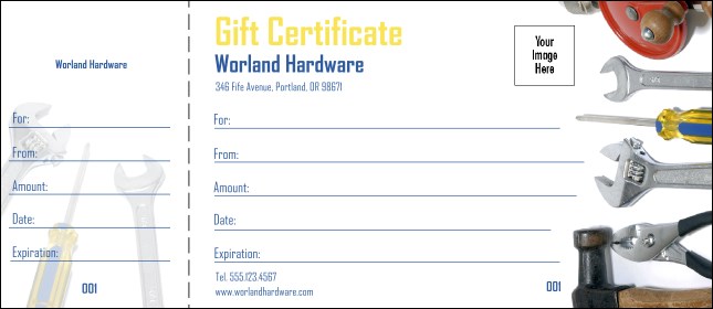 Hardware Logo Gift Certificate Product Front