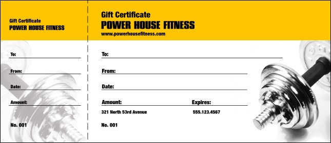 Dumbbell Gift Certificate Product Front