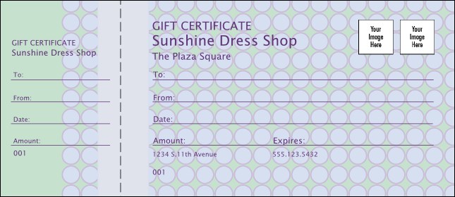 Pastel Polka-Dot Gift Certificate Product Front