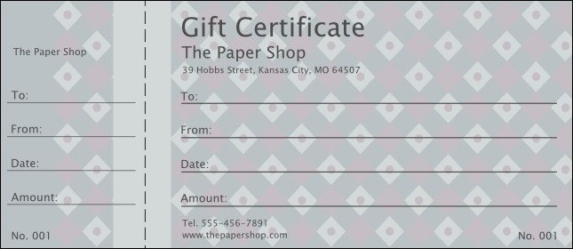 Dark Silver Diamonds Gift Certificate Product Front