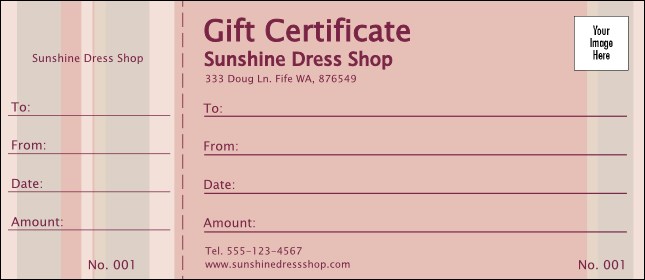 Pink Stripes Logo Gift Certificate Product Front