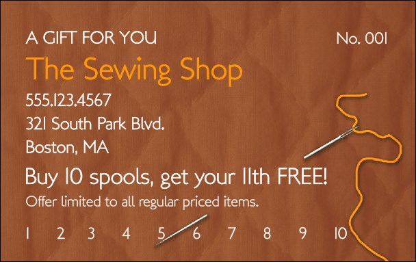 Quilt and Sewing Loyalty Card Product Front