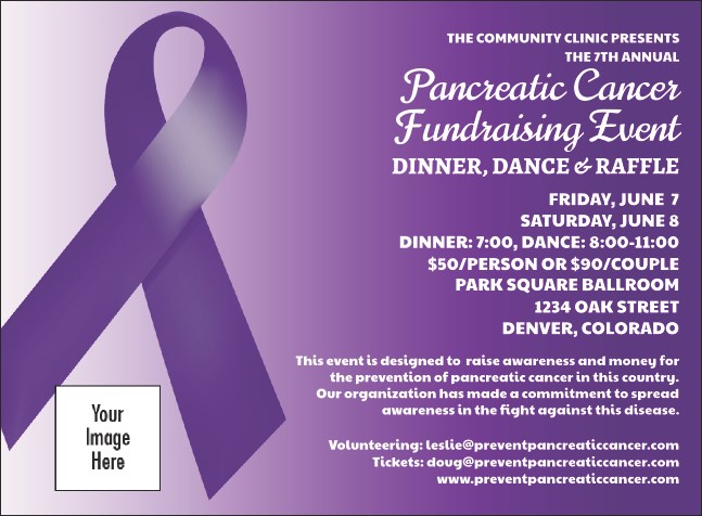 Purple Ribbon Invitation Product Front