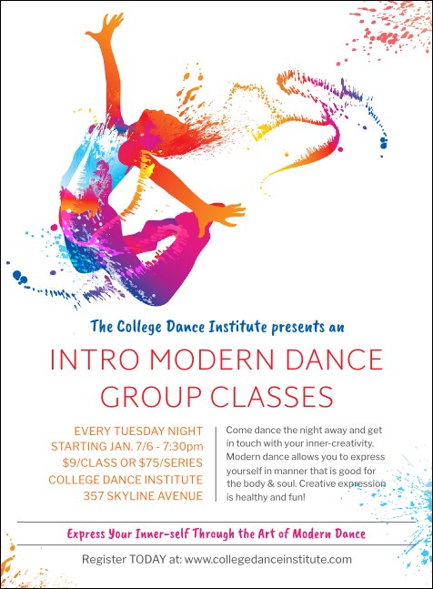 Modern Dance White Invitation Product Front