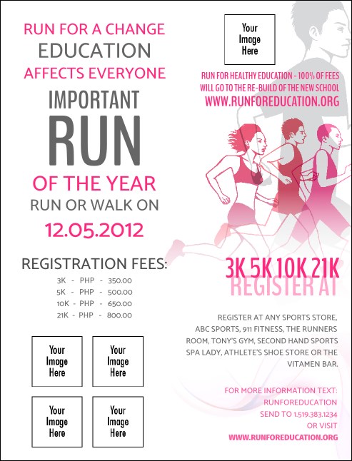 Run for a Cause Pink Invitation Product Front