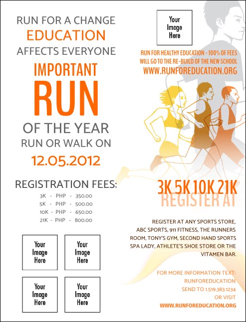 Run for a Cause Orange Invitation Product Front