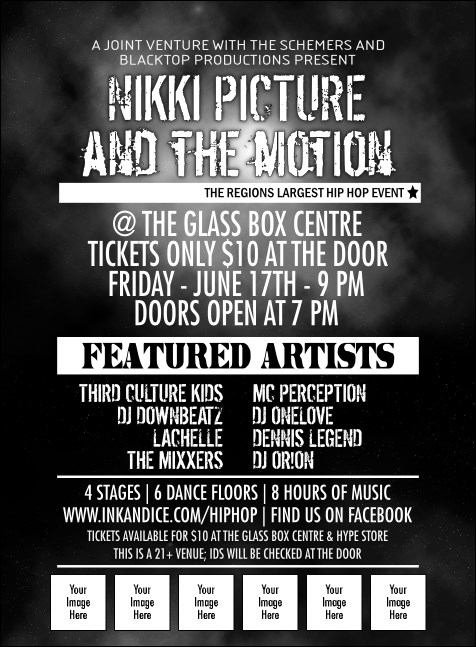 Galaxy Hip Hop Black and White Invitation Product Front