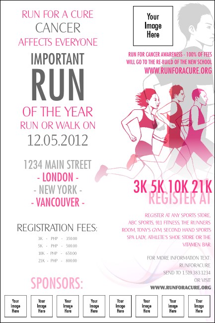 Run for a Cause Pink Logo Poster