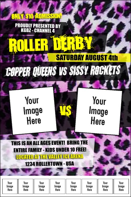Roller Derby Pink Leopard Logo Poster