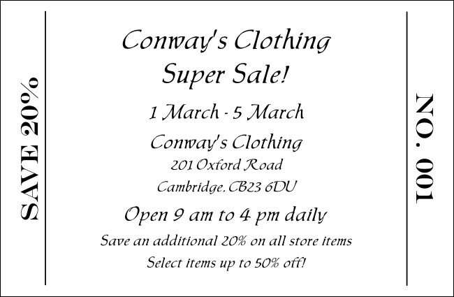 All Purpose Black and White Coupon 1 Product Front