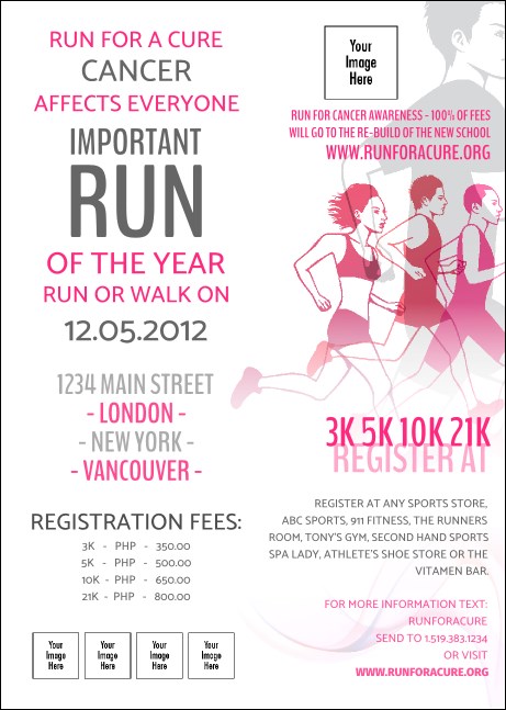 Run for a Cause Pink Postcard Product Front