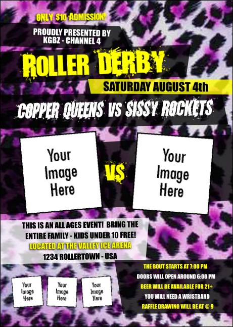 Roller Derby Pink Leopard Postcard Product Front