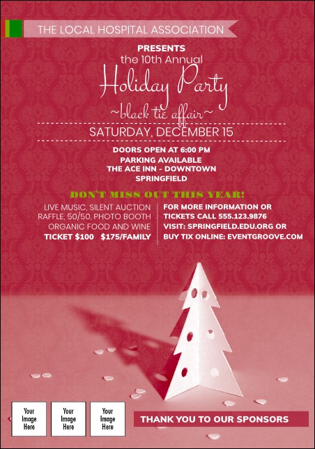 Paper Christmas Tree Red Postcard Product Front