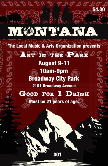 Montana Drink Ticket Product Front
