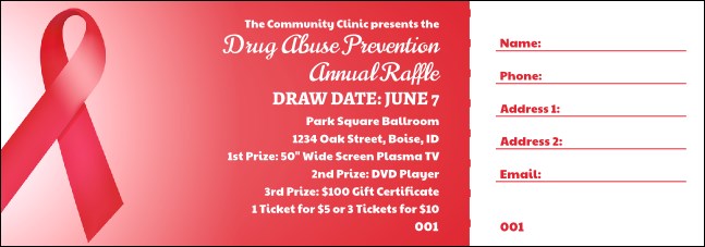 Red Ribbon Raffle Ticket Product Front