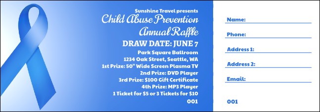 Blue Ribbon Raffle Ticket Product Front