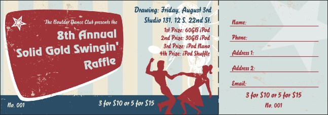 Swing Dance Raffle Ticket Product Front