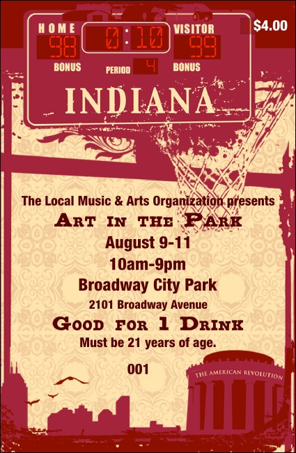 Indiana Drink Ticket Product Front