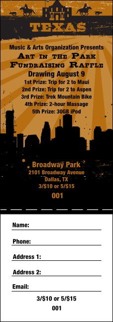 Texas Raffle Ticket 002 Product Front