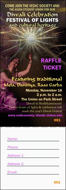 Diwali Raffle Ticket Product Front