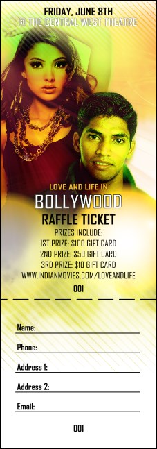 Bollywood Raffle Ticket Product Front