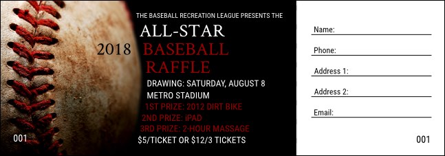 Baseball Stitches Raffle Ticket Product Front