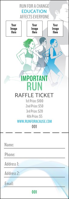 Run for a Cause Blue & Green Raffle Ticket