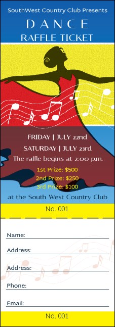 Dance Festival Raffle Ticket Product Front