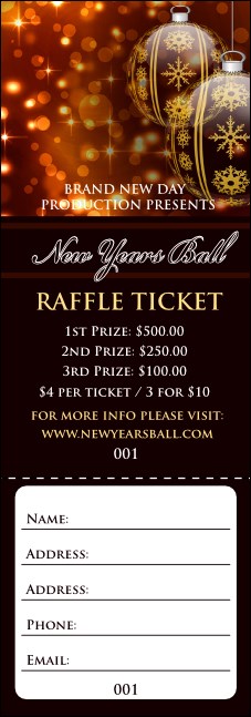 Golden Ornament Raffle Ticket