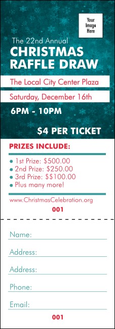 Holiday Snowflake Raffle Ticket Product Front