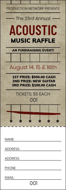 Acoustic Strings Raffle Ticket Product Front
