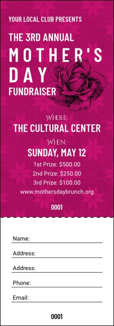 Stylish Rose Raffle Ticket Product Front