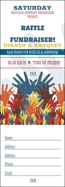 Fundraising Hands Raffle Ticket Product Front