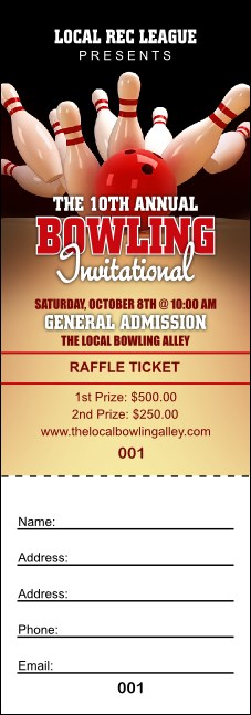 Bowling League Raffle Ticket