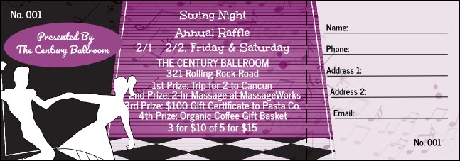 50s Swing Dance Raffle Ticket Product Front