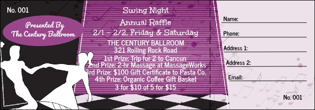 50s Swing Dance Raffle Ticket